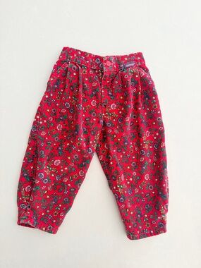 Rare Vintage 90s OshKosh B'gosh Red Floral Corduroy Bubble Pants •Size 3T